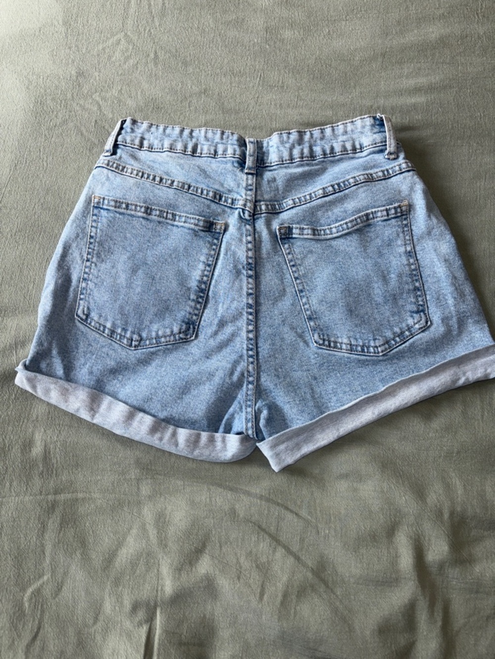 Cotton On Light Blue High-Rise Rolled Hem Denim Shorts - Picture 3 of 3